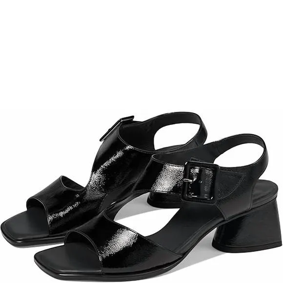 NEW PAUL GREEN women's tanya sandal in black crinkle patent
