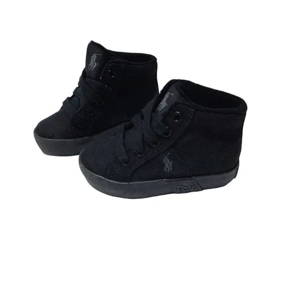 NEW Polo by Ralph Lauren Giles Mid High Top Canvas Sneakers Black