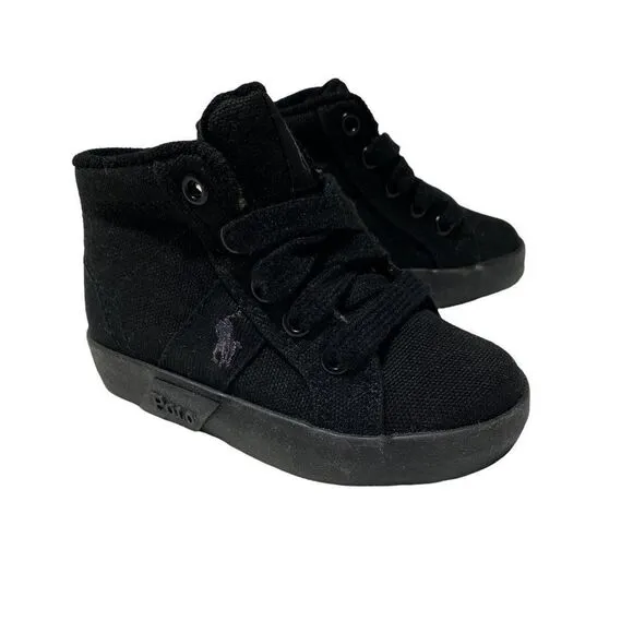 NEW Polo by Ralph Lauren Giles Mid High Top Canvas Sneakers Black