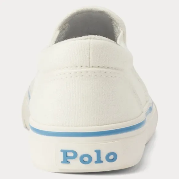 NEW Polo Ralph Lauren Cream/Blue Keaton Strawberry Polo Bear Slip-On Shoes 6