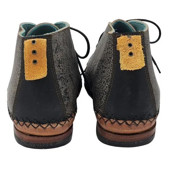 NEW Pskaufman Twisted Classics Womens 7 Black Gray Leather Moccasin Chukka Boots