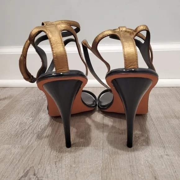 NEW Rebecca Minkoff Black Gold Strappy Sandals