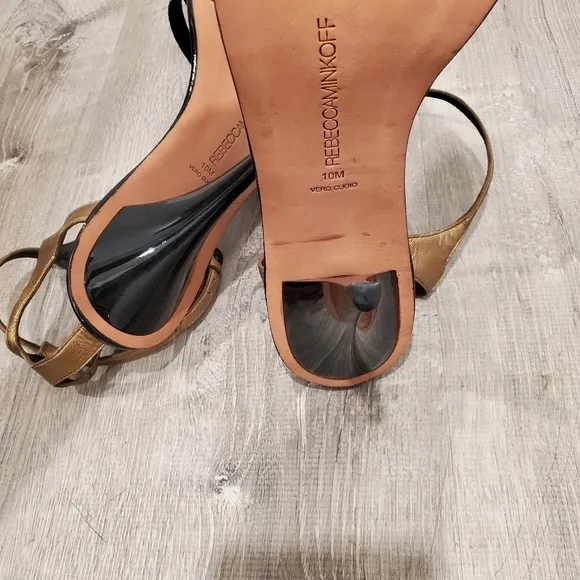 NEW Rebecca Minkoff Black Gold Strappy Sandals