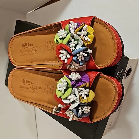 New Red Spring Step Flowerchild open back sandals