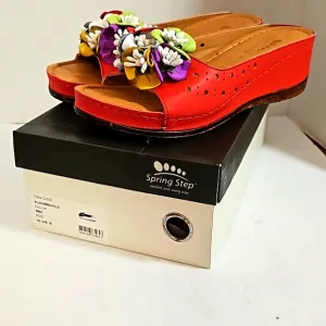 New Red Spring Step Flowerchild open back sandals