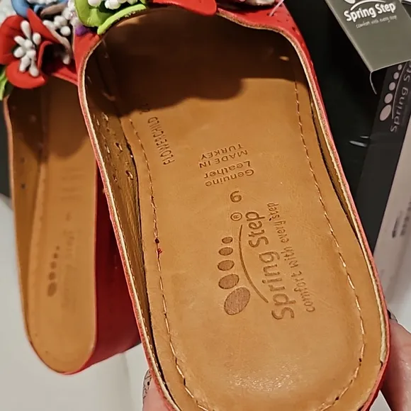 New Red Spring Step Flowerchild open back sandals