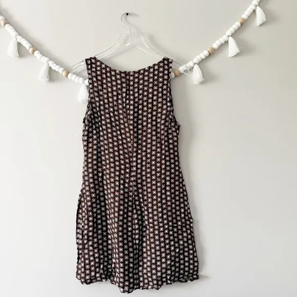 NEW Reformation Noha Geo Print Mini Dress Kicky Slit Sleeveless Brown Size 10