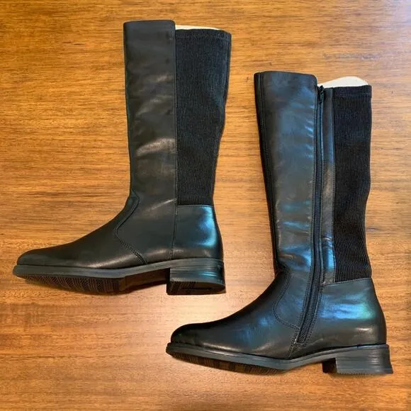NEW Remonte by Rieker Emilia Riding Boots Black Stretch Leather 37 6