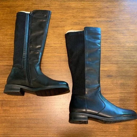 NEW Remonte by Rieker Emilia Riding Boots Black Stretch Leather 37 6