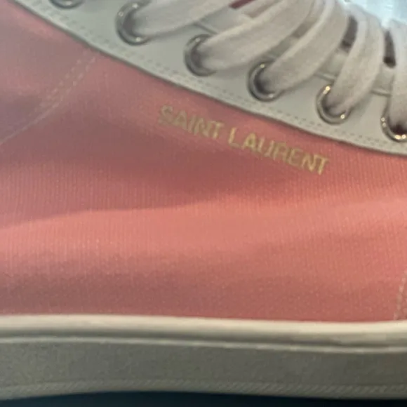 NEW Saint Laurent - Pink Canvas SL 39 Mid Top Sneakers size 10 1/2