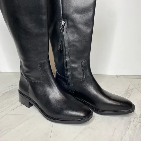 New! Sam Edelman Drina Athletic Black Leather Riding Boot 6M