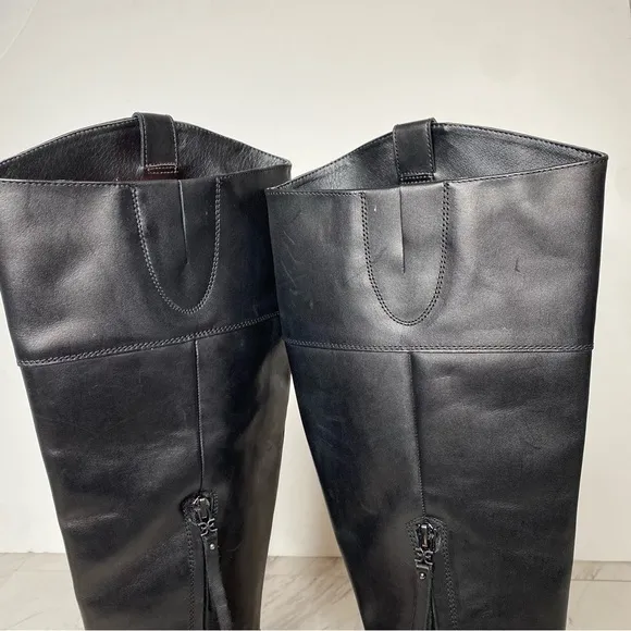 New! Sam Edelman Drina Athletic Black Leather Riding Boot 6M