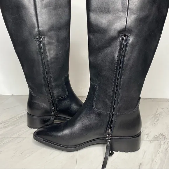 New! Sam Edelman Drina Athletic Black Leather Riding Boot 6M