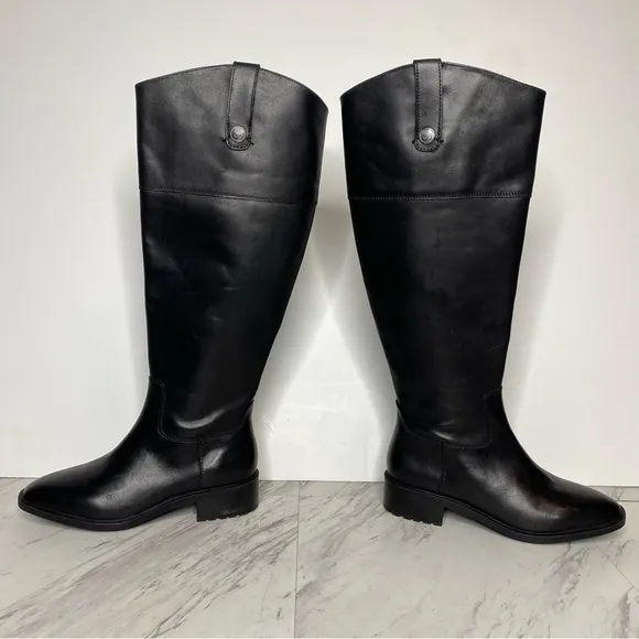 New! Sam Edelman Drina Athletic Black Leather Riding Boot 6M