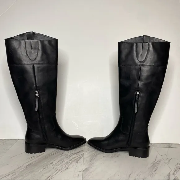 New! Sam Edelman Drina Athletic Black Leather Riding Boot 6M