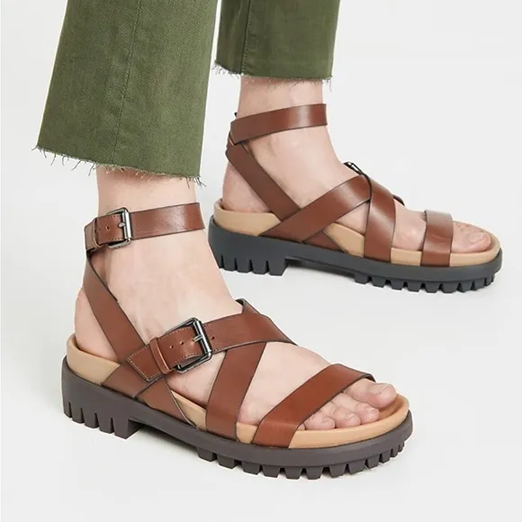 NEW Sam Edelman Eleanor’s Brown Strappy Leather Sandals Women’s 7