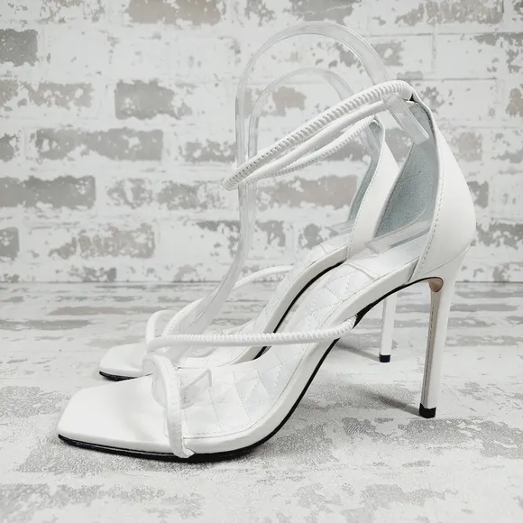 New Schutz Gaiah White Elegant High Heel Strappy Sandals A78