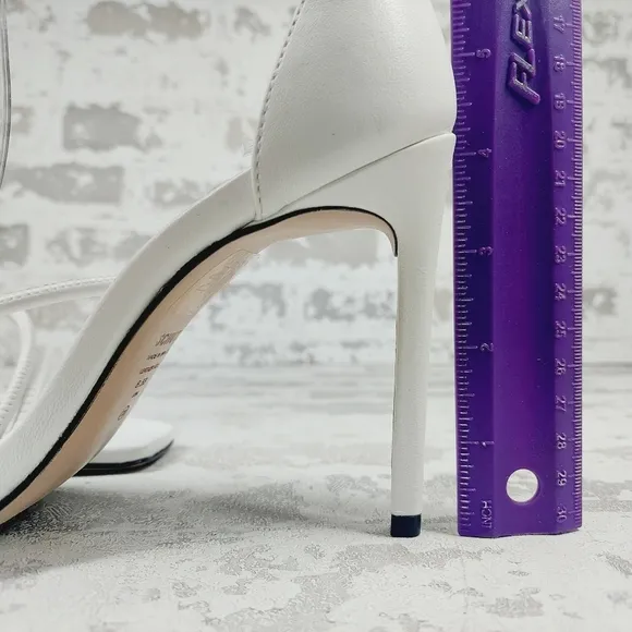 New Schutz Gaiah White Elegant High Heel Strappy Sandals A78