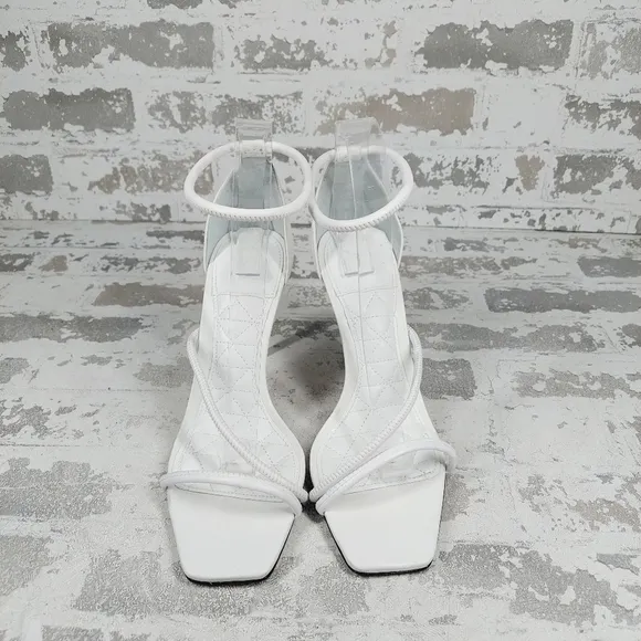 New Schutz Gaiah White Elegant High Heel Strappy Sandals A78