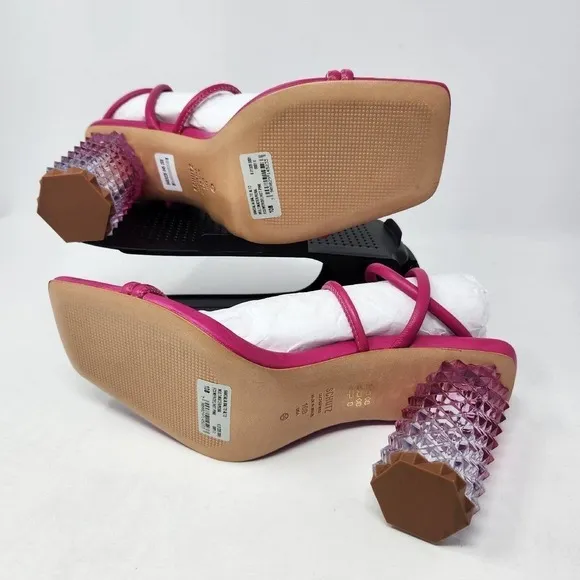 New Schutz Womens Dazzling Hot Pink Heeled Strappy Sandals Size 10