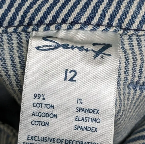 NEW Seven7 Striped Stretch Cotton Twill Utility Raw Hem Skirt Size 12