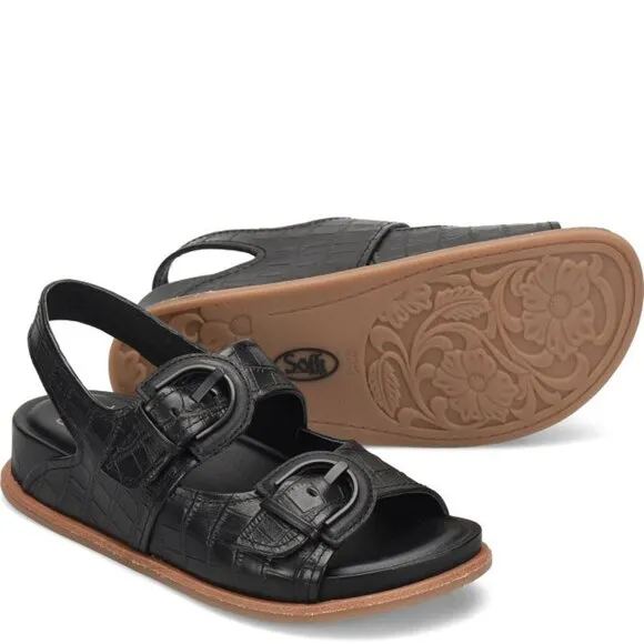 NEW SOFFT Leather Adalia Comfort Buckle Sandals black for women 252
