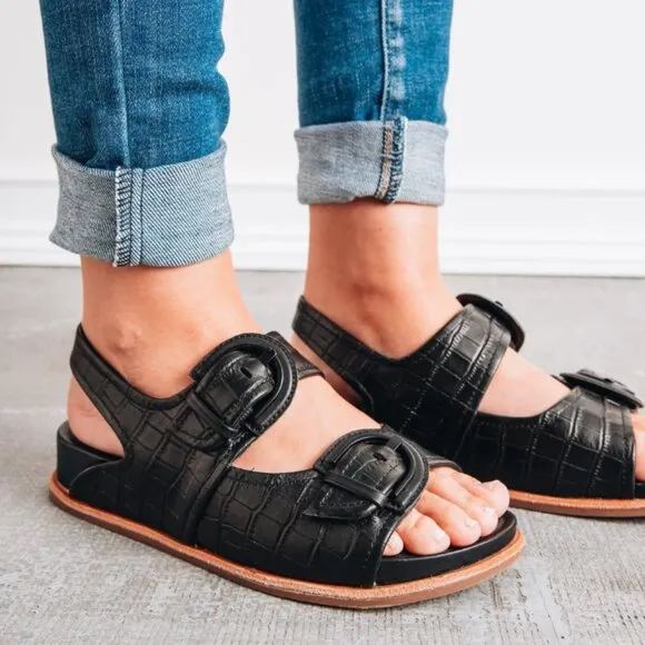 NEW SOFFT Leather Adalia Comfort Buckle Sandals black for women 252