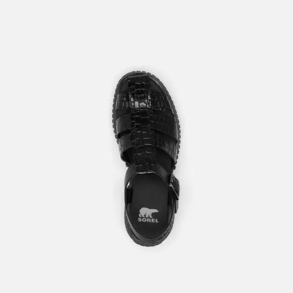 NEW SOREL Leather Ona Streetworks Fisherman Mid Sandals black for women 252