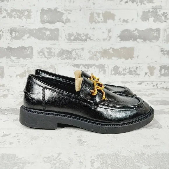 NEW Steve Madden Karmine Black Leather Slip On Old Money Loafers H596