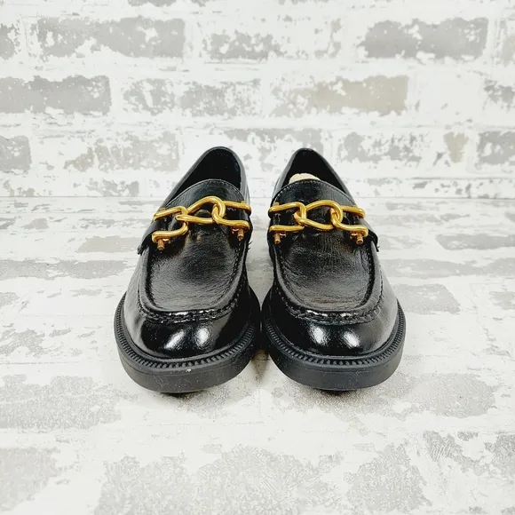 NEW Steve Madden Karmine Black Leather Slip On Old Money Loafers H596