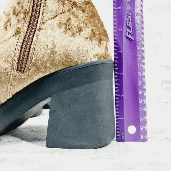 New Steve Madden Klayton Brown Crushed Velvet  Stretch Ankle Ankle Boots W365