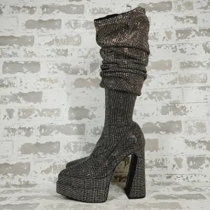 New Steve Madden Sultry Rhinestone Over the Knee Thigh High Platform Boot E345