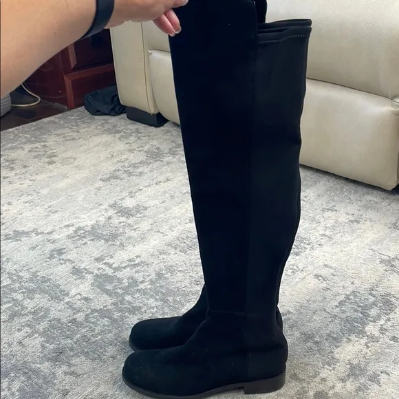 New Stuart Weitzman 5050 Over The Knee Riding Boots Black Suede Sz 6