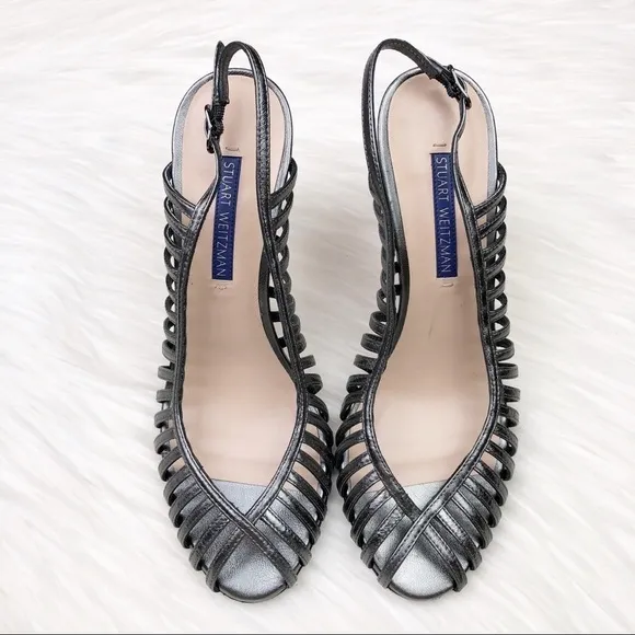 New Stuart Weitzman Olive Cage Slingback Sandals