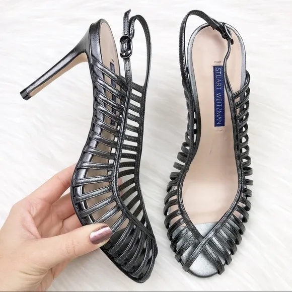New Stuart Weitzman Olive Cage Slingback Sandals
