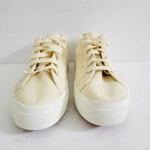 New Superga Cream Canvas Platform Sneakers Size 9