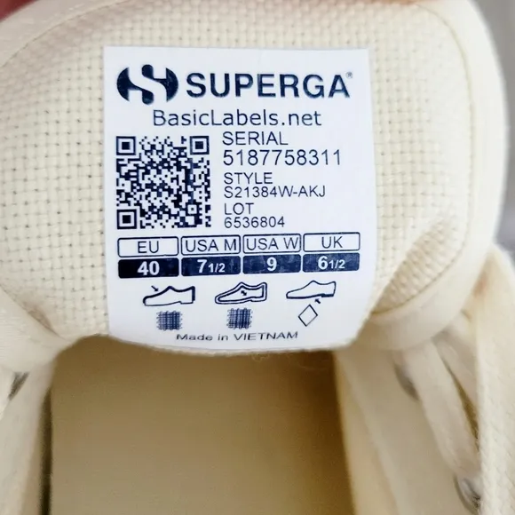 New Superga Cream Canvas Platform Sneakers Size 9