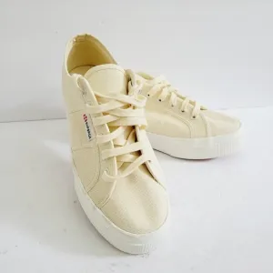 New Superga Cream Canvas Platform Sneakers Size 9