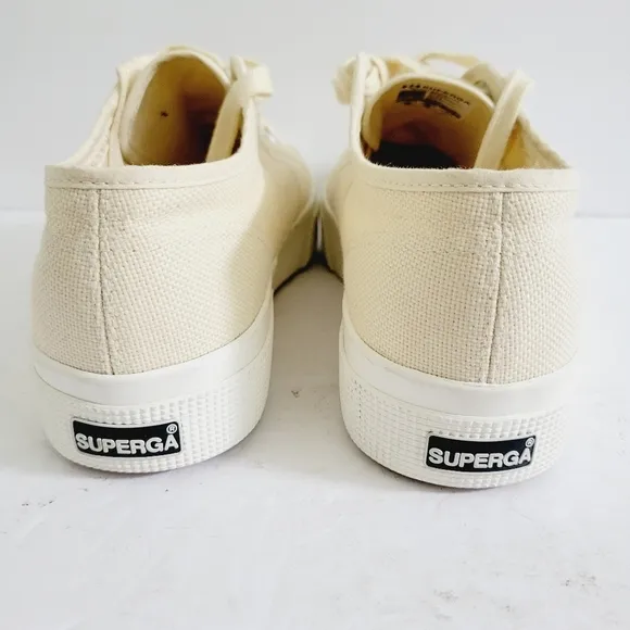New Superga Cream Canvas Platform Sneakers Size 9