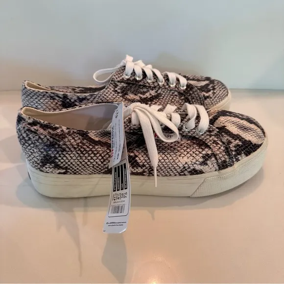 New Superga Snakeskin Platform Sneakers Sz 10/ 41.5 Canvas 2790 Leisure