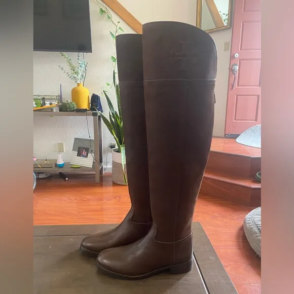 New Tory Burch Simone Suede Leather Over-the-Knee Riding Boots in Brown Size 6