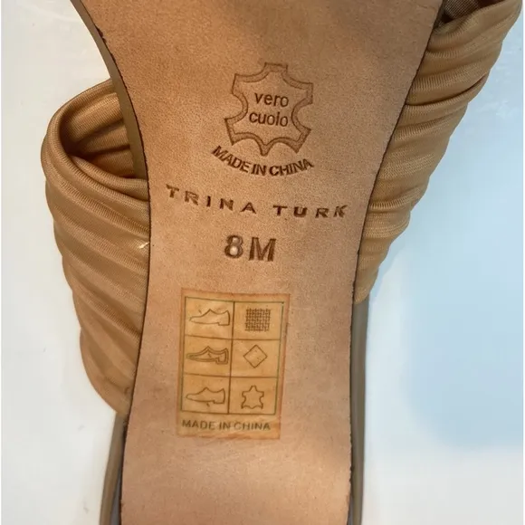 New Trina Turk Meadows Tan Mule Sandals Size 8
