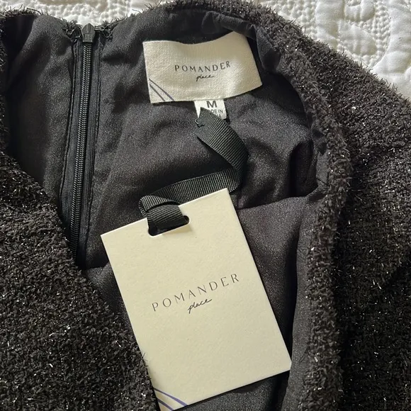 NEW Tuckernuck Pomander Place Black Tweed Laurelle Midi Skirt Shimmering MEDIUM