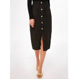 NEW Tuckernuck Pomander Place Black Tweed Laurelle Midi Skirt Shimmering MEDIUM