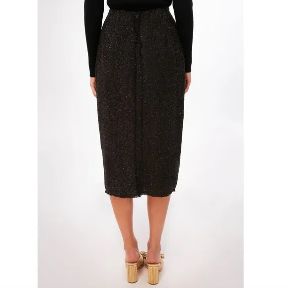 NEW Tuckernuck Pomander Place Black Tweed Laurelle Midi Skirt Shimmering MEDIUM