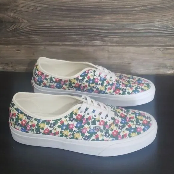 New Vans Authentic All Over Multi Color Floral White Sneakers