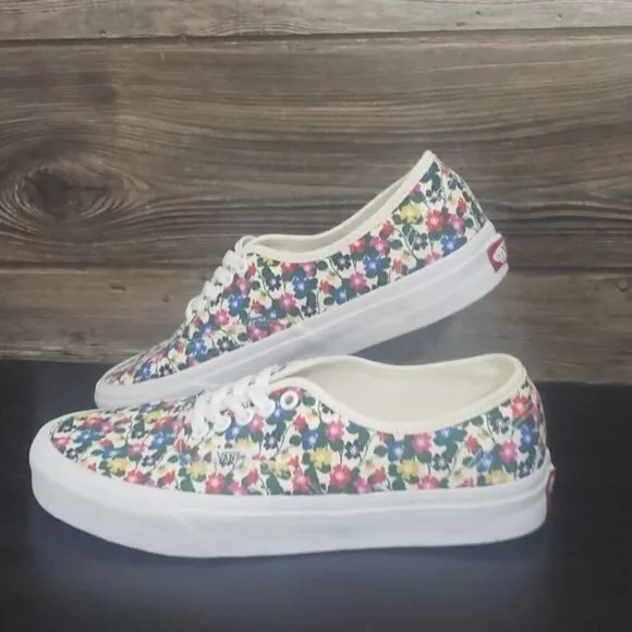 New Vans Authentic All Over Multi Color Floral White Sneakers