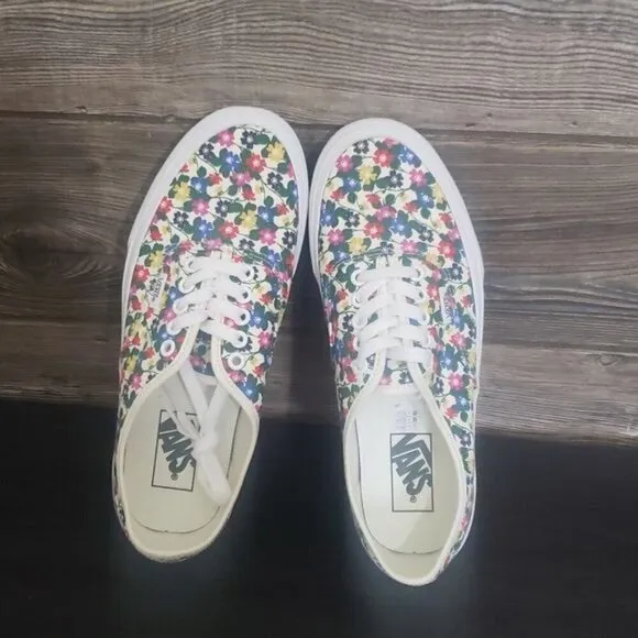 New Vans Authentic All Over Multi Color Floral White Sneakers
