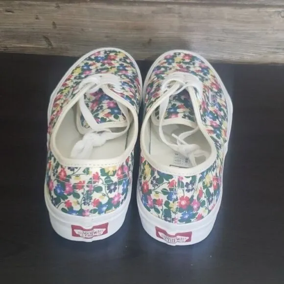New Vans Authentic All Over Multi Color Floral White Sneakers