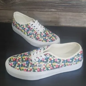 New Vans Authentic All Over Multi Color Floral White Sneakers